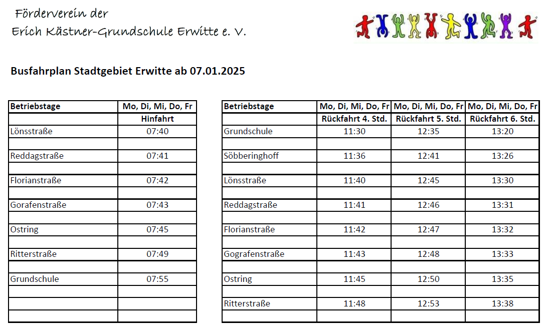 Fahrplan Stadtgebiet Erwitte